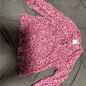 Red and Pink Floral Long Sleeve Top